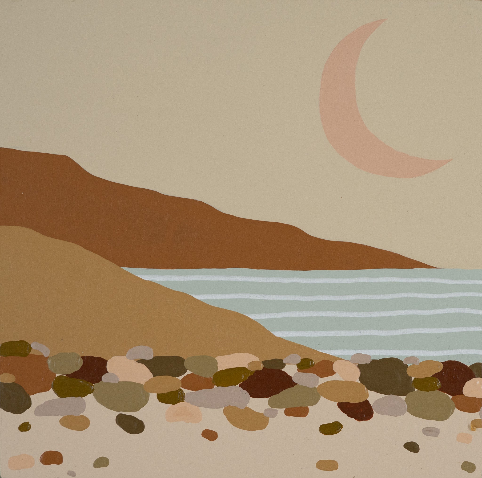 Crescent Over Rocky Shores